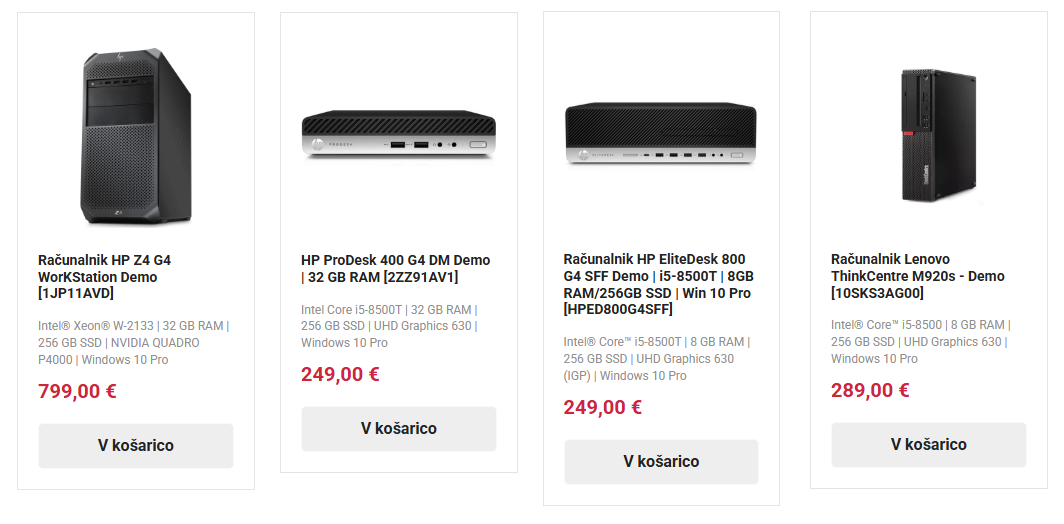 Slika (screenshot) kategorije računalniki z linkom ki vodi na kategorijo