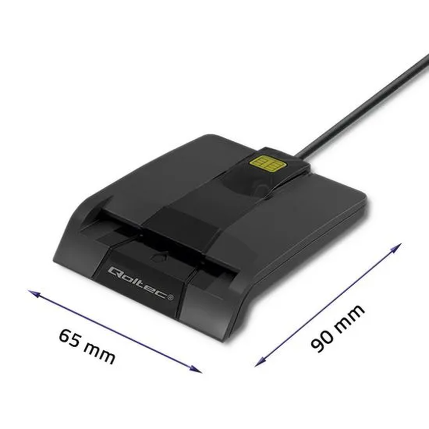 Qoltec SCR-0634 Intelligent Smart ID chip card reader + USB-C adaptera