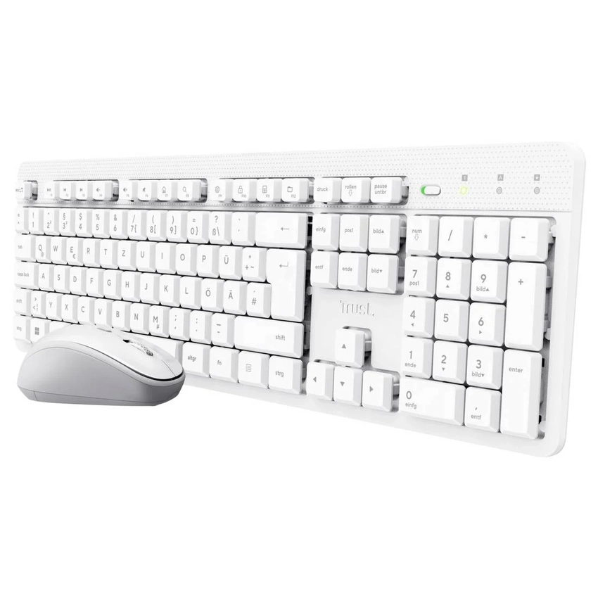 Tipkovnica in miška brezžična Trust Ody II bela