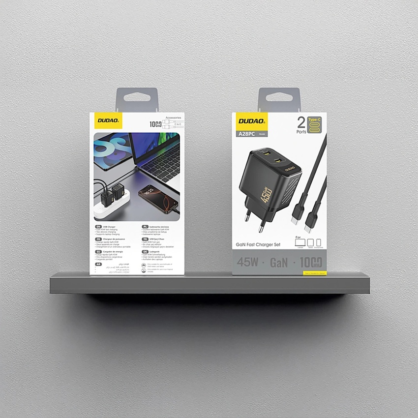Polnilec za telefon Dudao A28PCEU 45W 2x USB-C + USB-C kabel 1M