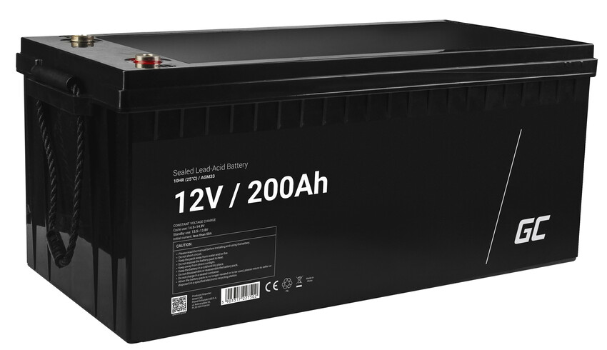 Green Cell AGM VRLA 12V 200Ah vzdrževalna baterija za avtodome, fotovoltaiko, solarne panele, ladje (AGM33)