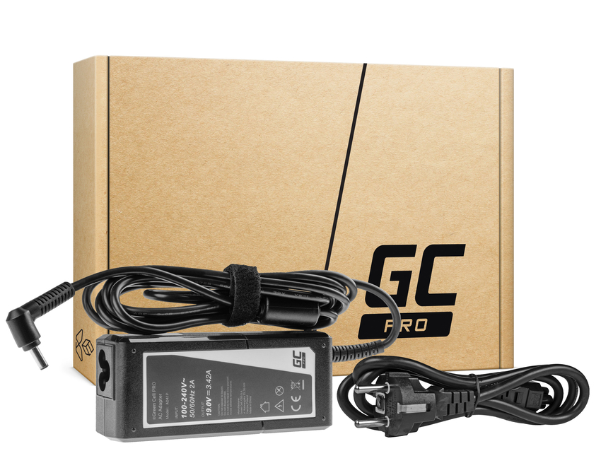 Green Cell PRO polnilec / AC Adapter 19V 3.42A 65W za Asus F553 F553M F553MA R540L R540S X540S X553 X553M X553MA ZenBook UX303L (AD41P)