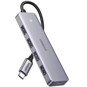 USB HUB / razdelilec Ugreen 4× USB 3.0 + USB-C siv 64266