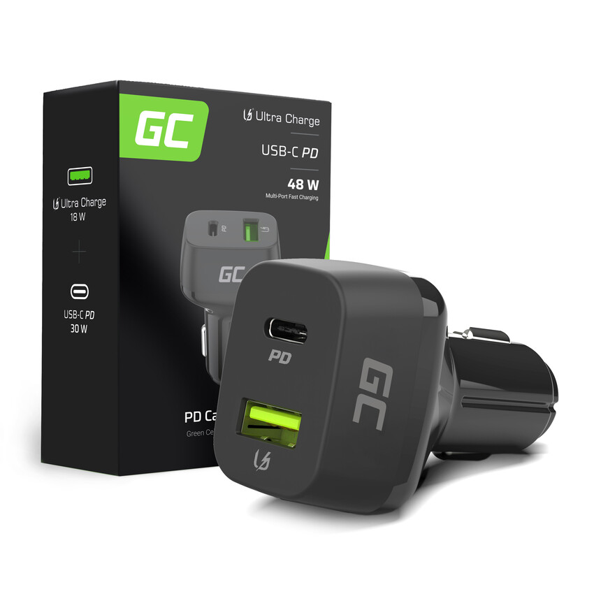 Green Cell Car napajanje USB-C 48W (napajalni kabel 30W, QC 3.0) (CAD33)