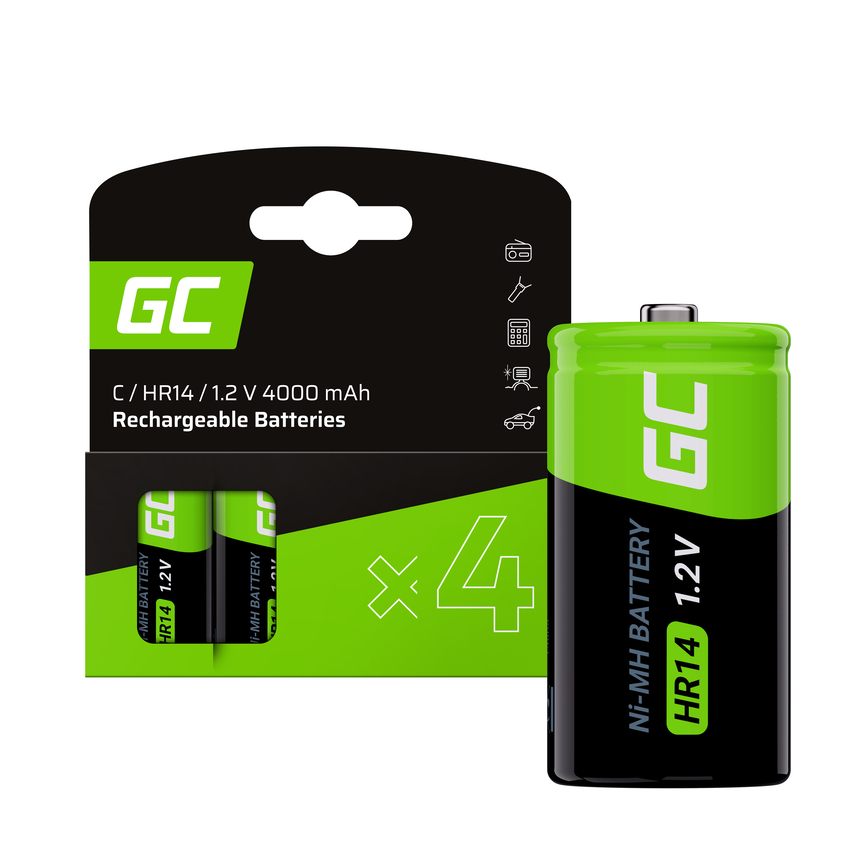 Green Cell baterijas 4x C R14 HR14 Ni-MH 1.2V 4000mAh (GR14)