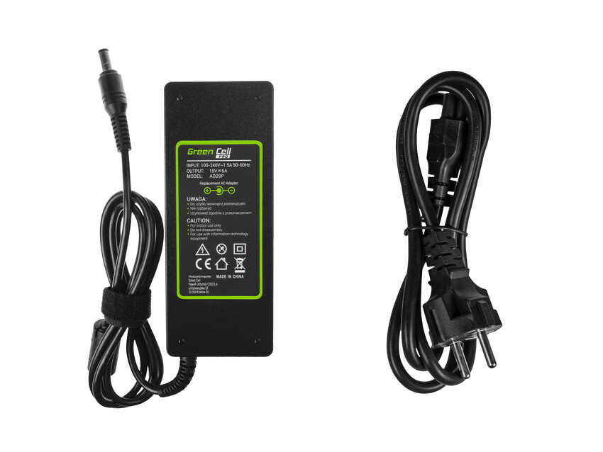 Green Cell PRO polnilec / AC Adapter 15V 5A 75W za Toshiba Tecra A10 A11 M11 Satellite A100 P100 Pro S500 (AD29P)
