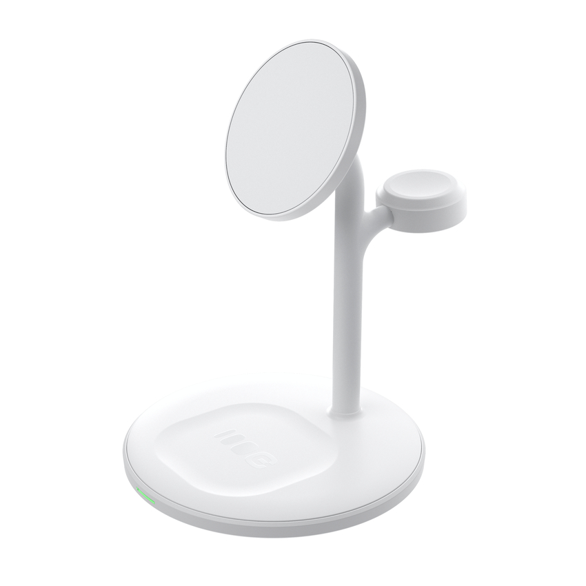 Greencell MagScape Inductive polnilec Stand 3-in-1 MagSafe za iPhone, Apple Watch, AirPods and other wireless headtelefoni (MSST-GC-3IN1-W)