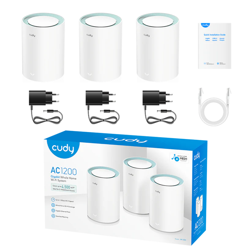 Usmerjevalnik / router Cudy M1300(3-Pack) AC1200 Wi-Fi Gigabit Mesh
