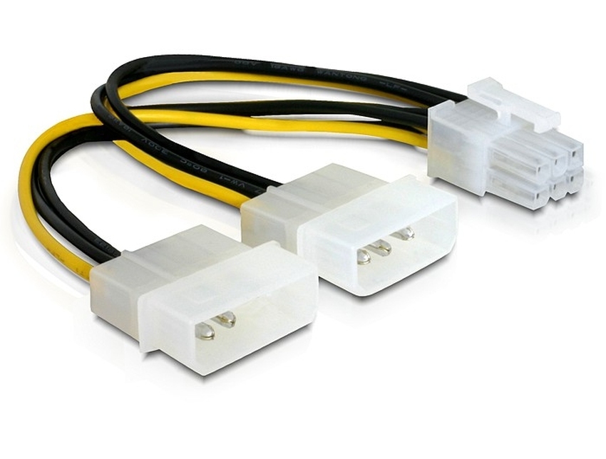 Kabel Power Molex 4pin Moški 2x > 1x 6pin PCI Express 15cm