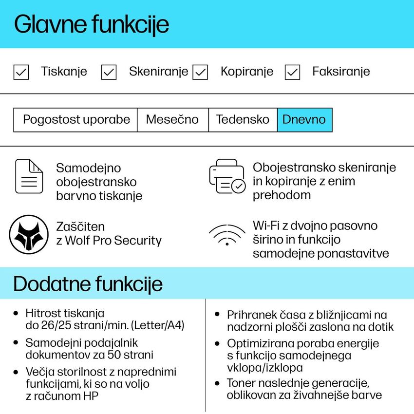 Večfunkcijska barvna laserska naprava HP Color LaserJet Pro MFP 3302fdw