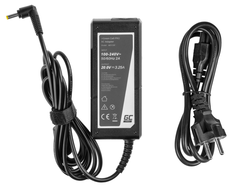 Green Cell PRO polnilec / AC Adapter 20V 3.25A 65W za Lenovo IdeaPad 3, IdeaPad 5, 320-15 510-15 S145-14 S145-15 S340-14 S540-14 (AD123P)