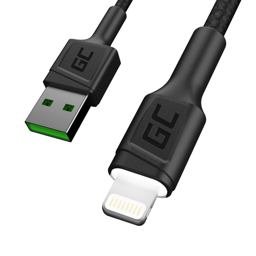 Set 3x Green Cell kabel GC Ray USB - Lightning 120cm za iPhone, iPad, iPod, white LED, quick charging (KABGCSET05)