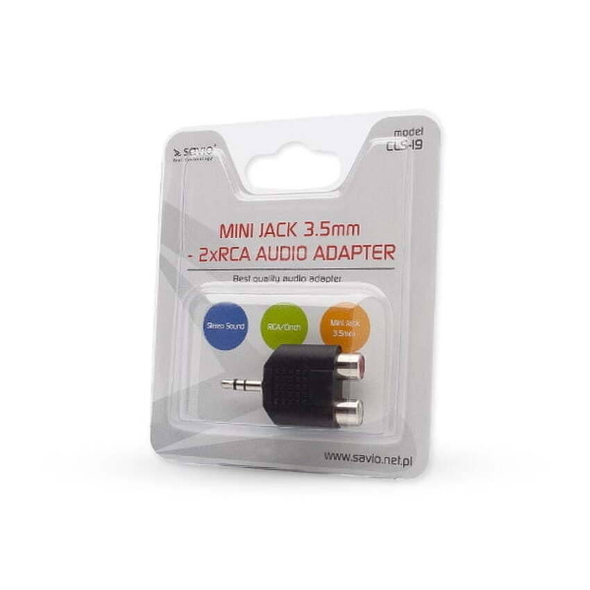 Adapter, pretvornik iz 2x RCA na 1x stereo Jack 3.5mm CLS-19