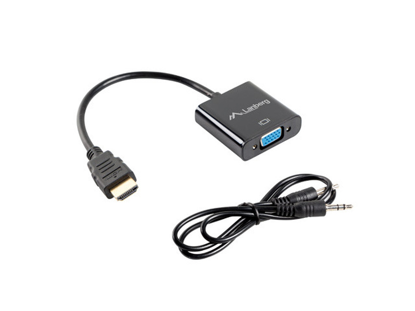 Adapter HDMI - VGA + Audio Lanberg AD-0017-BK