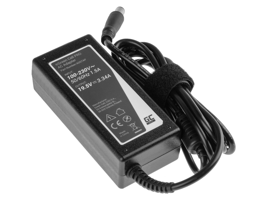 Green Cell PRO polnilec / AC Adapter 19.5V 3.34A 65W za Dell Latitude E6330 E6410 E6430 E6530 E7440 Inspiron 15 5558 15R N5110 (AD07AP)