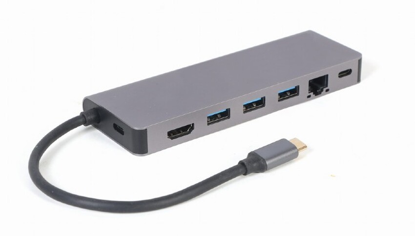 Priklopna postaja Gembird CM-COMBO5-05 USB-C - USB 3.0 + HDMI + PD + LAN + Card