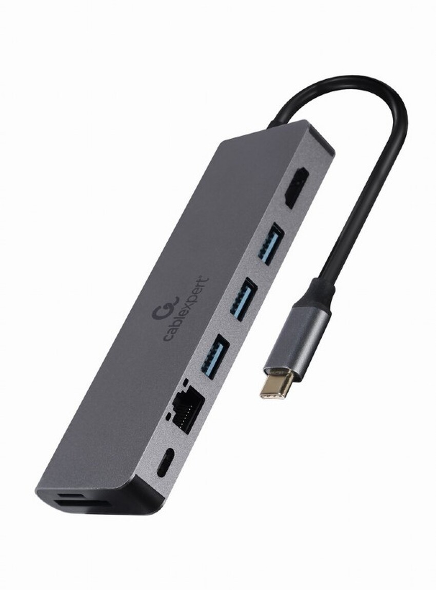 Priklopna postaja Gembird CM-COMBO5-05 USB-C - USB 3.0 + HDMI + PD + LAN + Card