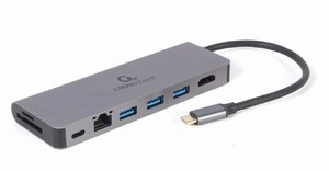 Priklopna postaja Gembird CM-COMBO5-05 USB-C - USB 3.0 + HDMI + PD + LAN + Card