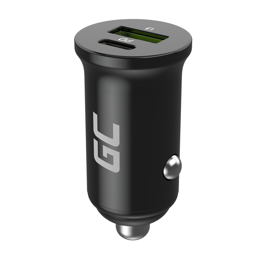 Green Cell avtomobilski polnilec 38W GC PowerRide Nano38 mit USB-C USB-A napajalni kabel und Ultra Charge hitro polnjenje (CADM-GC-38AC)