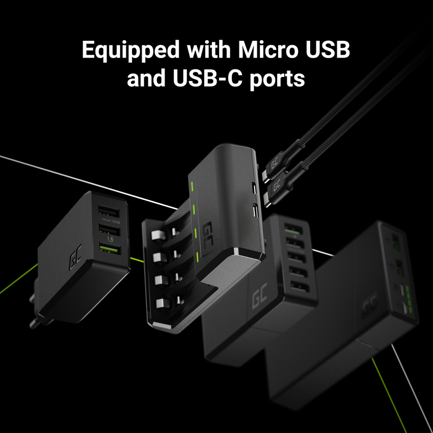 Green Cell GC Vitalpolnilec Ni-MH AA and AAA baterija napajanje with Micro USB and USB-C port (GRADGC01)