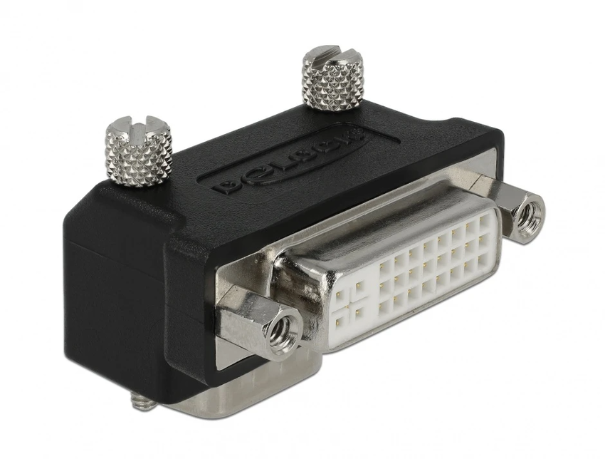 Delock adapter DVI 24+5-pinski ženski > VGA 15-pinski moški pod kotom 90°