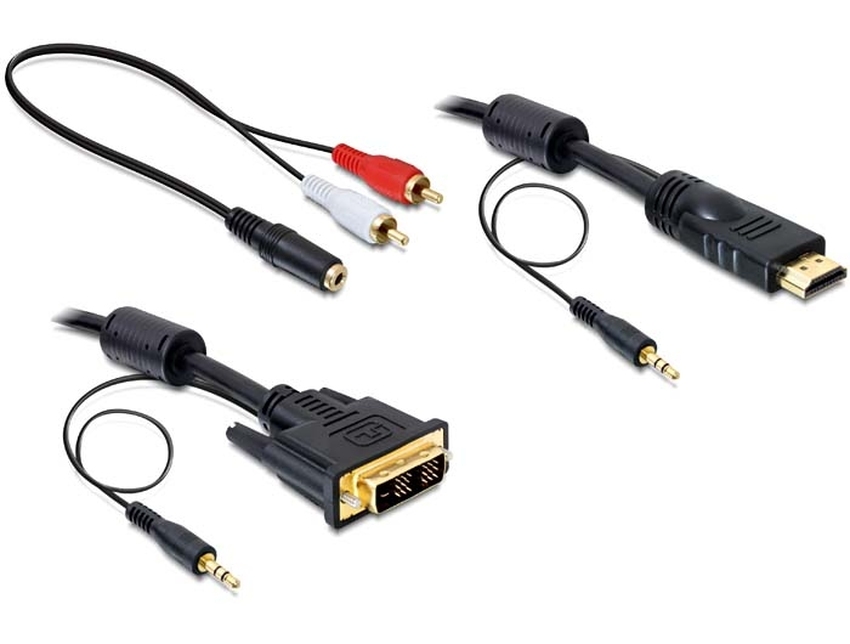 Kabel DVI 18+1 Moški > HDMI Moški z Audio 2m Delock