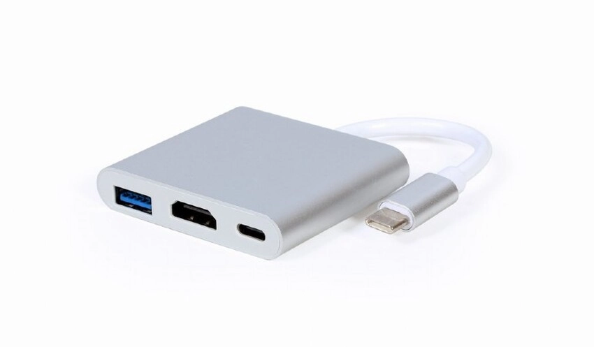 Adapter/mini dock USB-C na HDMI, USB-A 3.0, USB-C Cablexpert Gembird HDMIF-02-SV