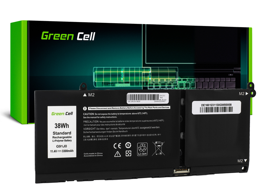 Green Cell baterija G91J0 to Dell Latitude 3320 3330 3520 Inspiron 15 3511 3525 5510 (DE160)
