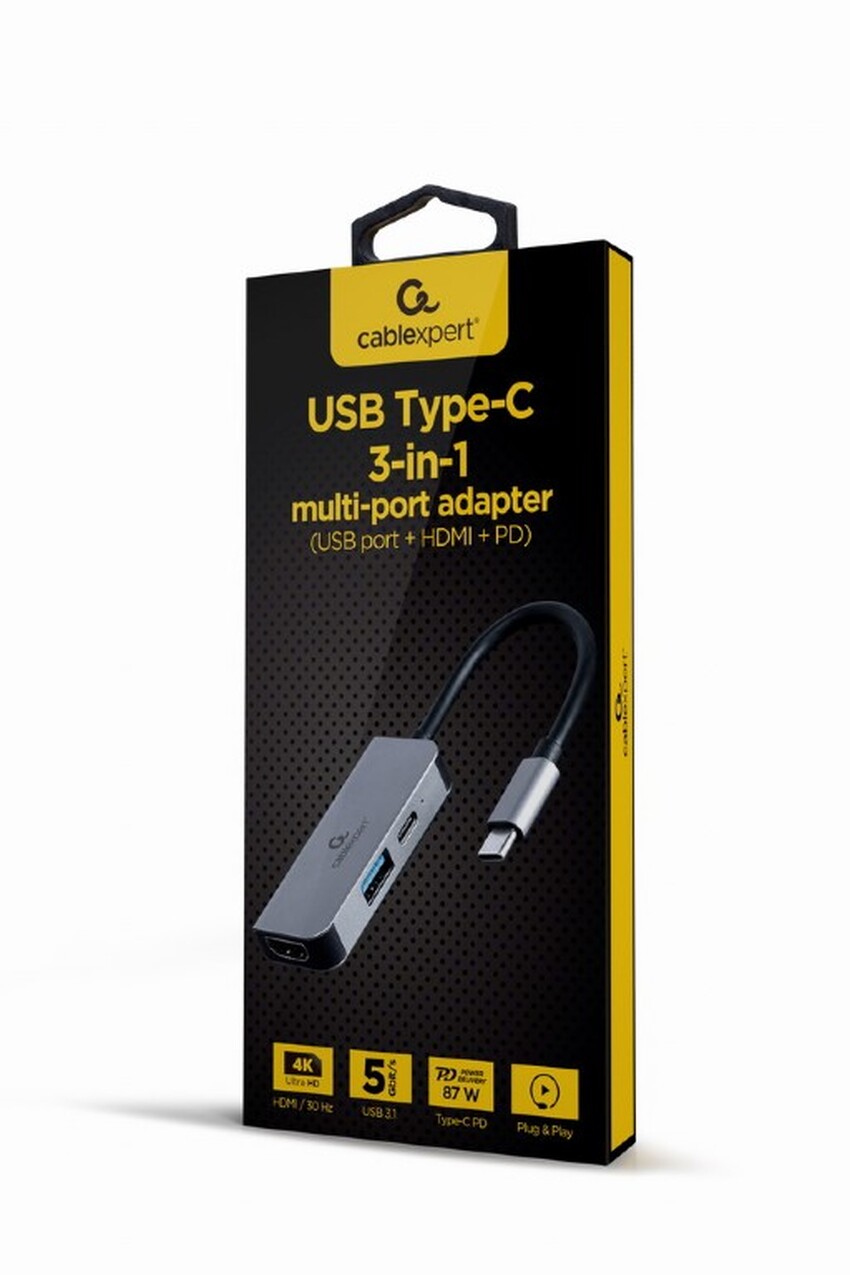 Priklopna postaja Gembird CM-COMBO3-02 USB-C - USB port + HDMI + PD