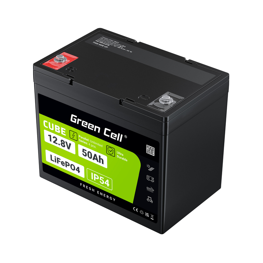 Green Cell CUBE LiFePO4 50Ah 12.8V 640Wh Lithium Iron Phosphate baterija za Camper, Golf Cart,Wind Power Plant (LFPGC12V50AH)