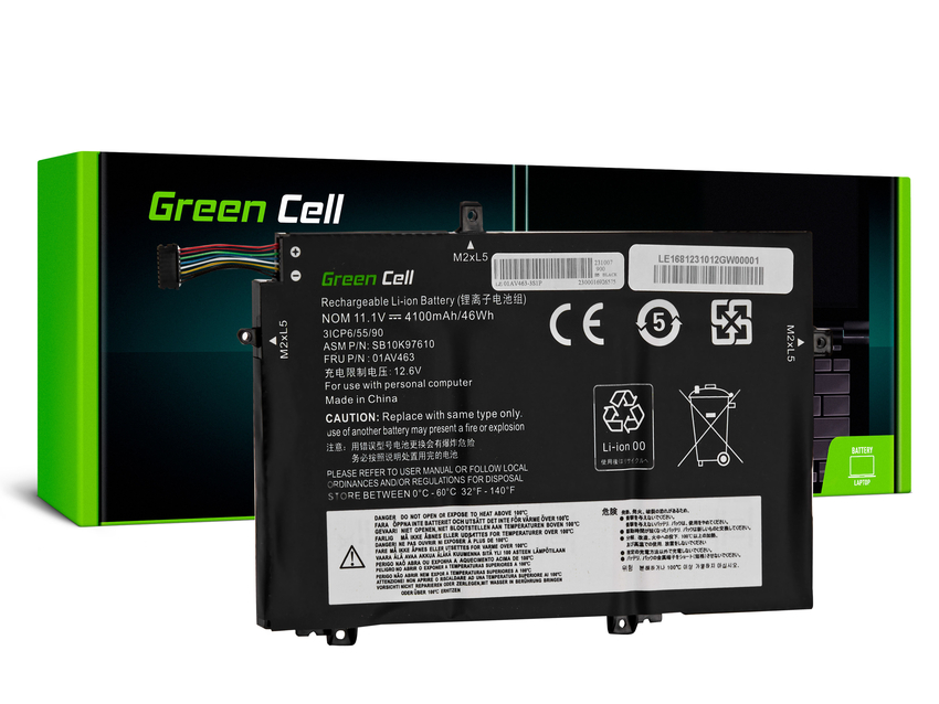 Green Cell baterija L17C3P52 L17L3P52 L17M3P53 L17M3P54 za Lenovo ThinkPad L480 L490 L580 L590 L14 L15 Gen 1 Gen 2 (LE168)