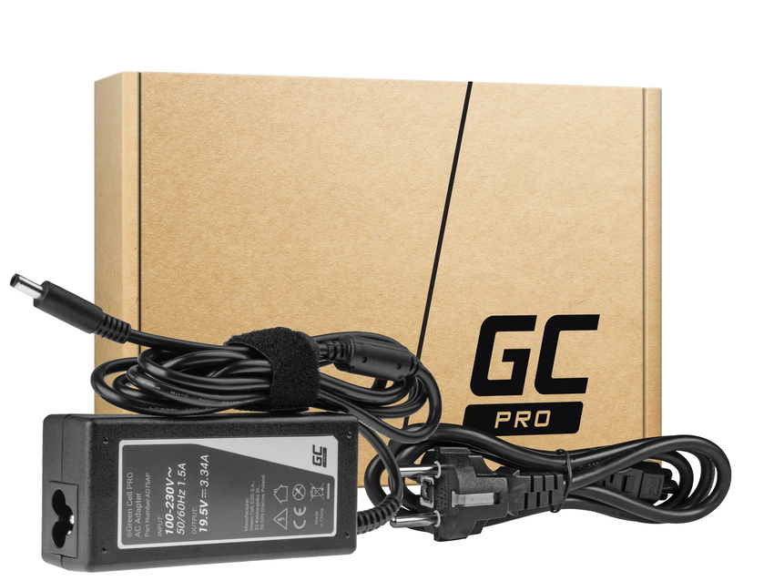 Green Cell PRO polnilec / AC Adapter 19.5V 3.34A 65W za Dell Inspiron 15 3543 3558 3559 5552 5558 5559 5568 17 5758 5759 (AD75AP)