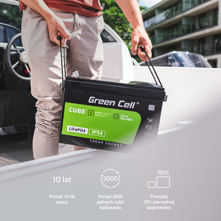 Green Cell CUBE LiFePO4 100Ah 12.8V 1280Wh Lithium Iron Phosphate baterija za Photovoltaics, Caravans, Boats (LFPGC12V100AH)