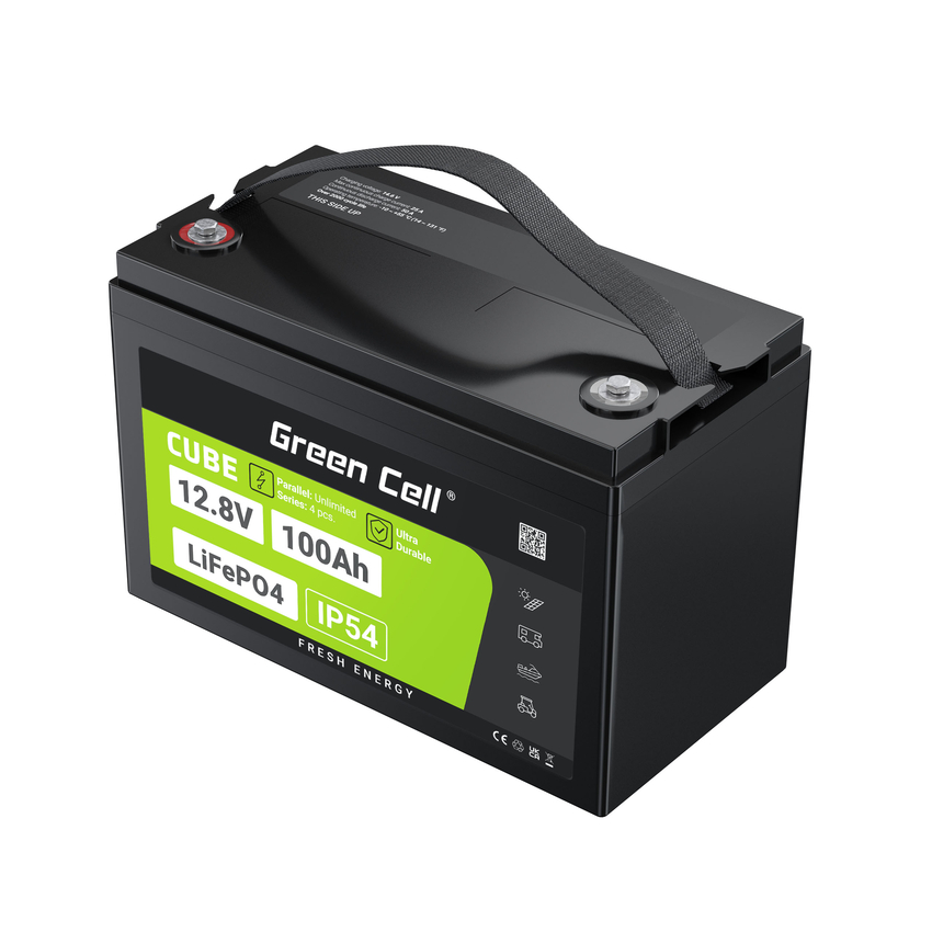 Green Cell CUBE LiFePO4 100Ah 12.8V 1280Wh Lithium Iron Phosphate baterija za Photovoltaics, Caravans, Boats (LFPGC12V100AH)