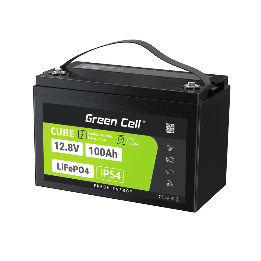 Green Cell CUBE LiFePO4 100Ah 12.8V 1280Wh Lithium Iron Phosphate baterija za Photovoltaics, Caravans, Boats (LFPGC12V100AH)