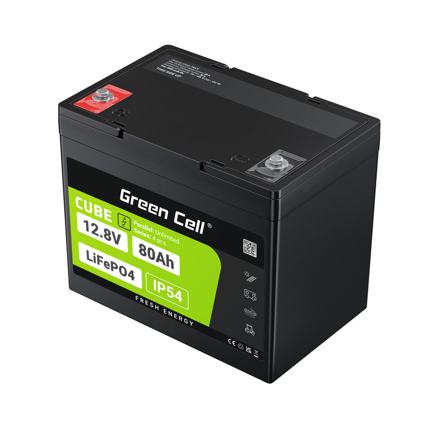Green Cell CUBE LiFePO4 80Ah 12.8V 1024Wh Lithium Iron Phosphate baterija za Camper, Cleaning Equipment, Camping (LFPGC12V80AH)