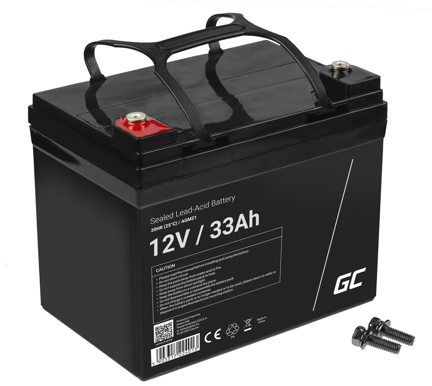 Green Cell AGM VRLA 12V 33Ah baterija za vzdrževanje za kosilnice, skuterje, ladje, invalidske vozičke (AGM21)