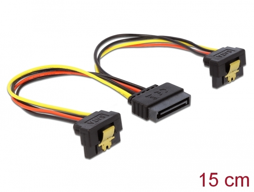 Kabel Power SATA 15pin St > 2 x SATA 15pin Bu HDD 90°
