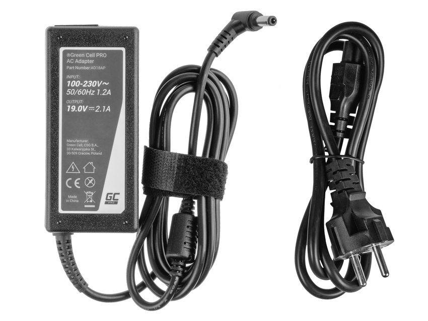 Green Cell PRO polnilec / AC Adapter 19V 2.1A 40W za Samsung 530U NP530U3B NP530U3C 535U NP535U3C NP540U3C NP900X3C NP905S3G (AD18AP)