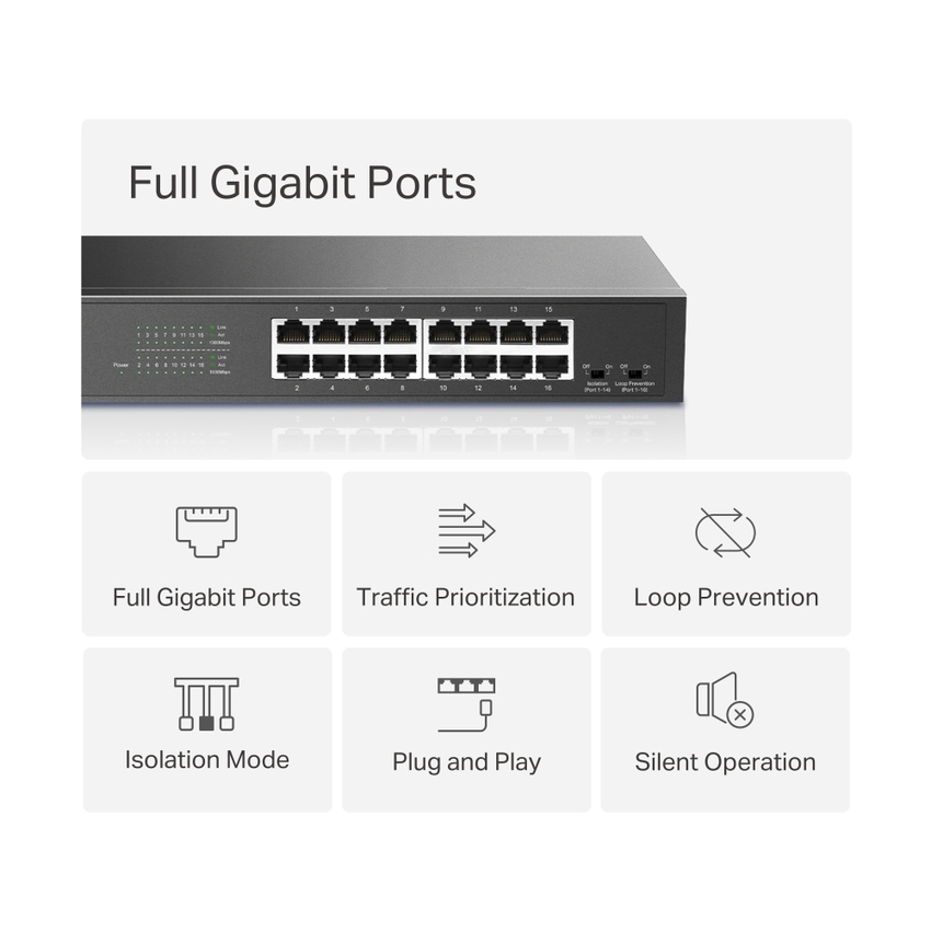 Stikalo/switch Mercusys MS116GS 16-port Gigabit Ethernet (10/100/1000)