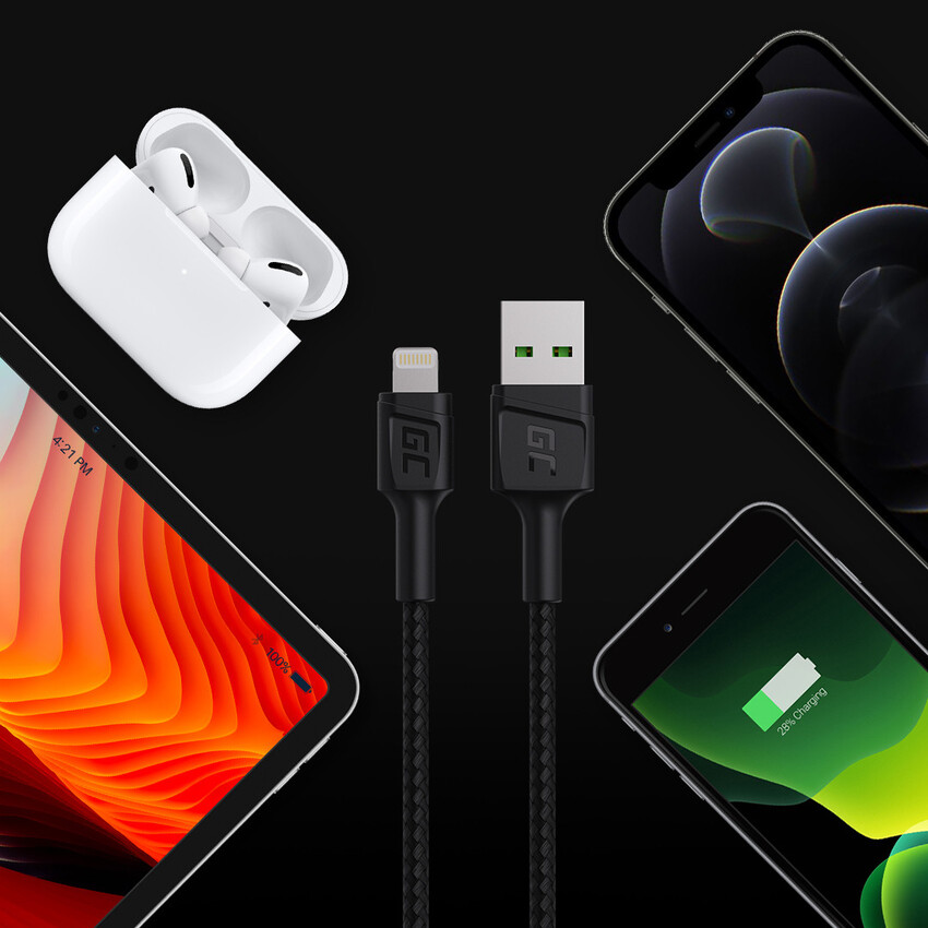 Green Cell kabel GC PowerStream USB-A - Lightning 30cm quick charge Apple 2.4A (KABGC24)