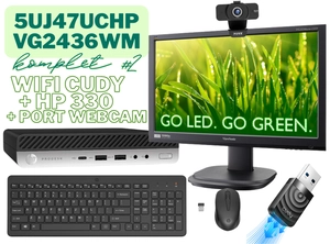 Komplet računalnik HP ProDesk 600 G4 DM Demo + monitor VG2436WM 60 cm (24″) FHD LED + USB Wi-Fi cudy + HP 330 komplet tipkovnice in miške + webcam Port Designs