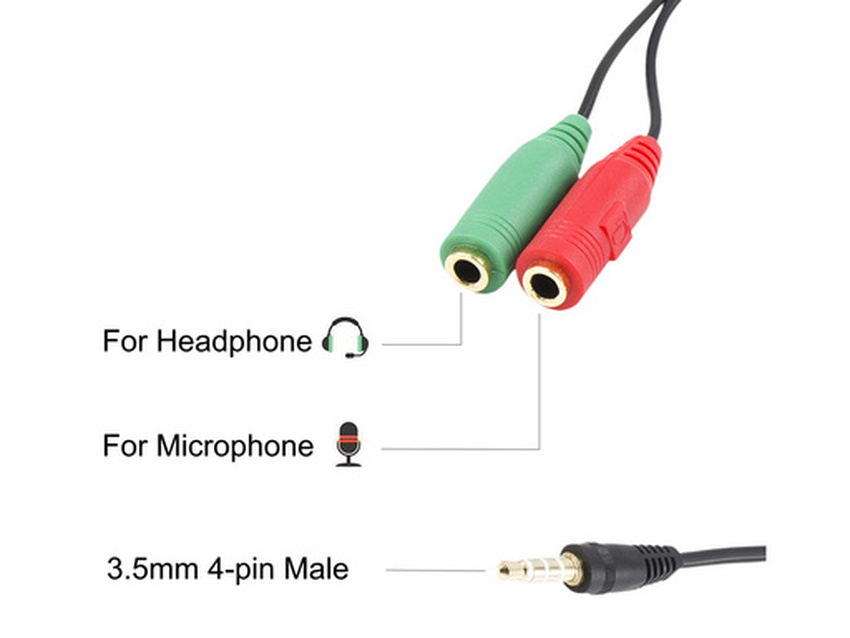 Adapter za slušalke 2 to 1, 3,5mm, 15 cm, Ewent EC1640
