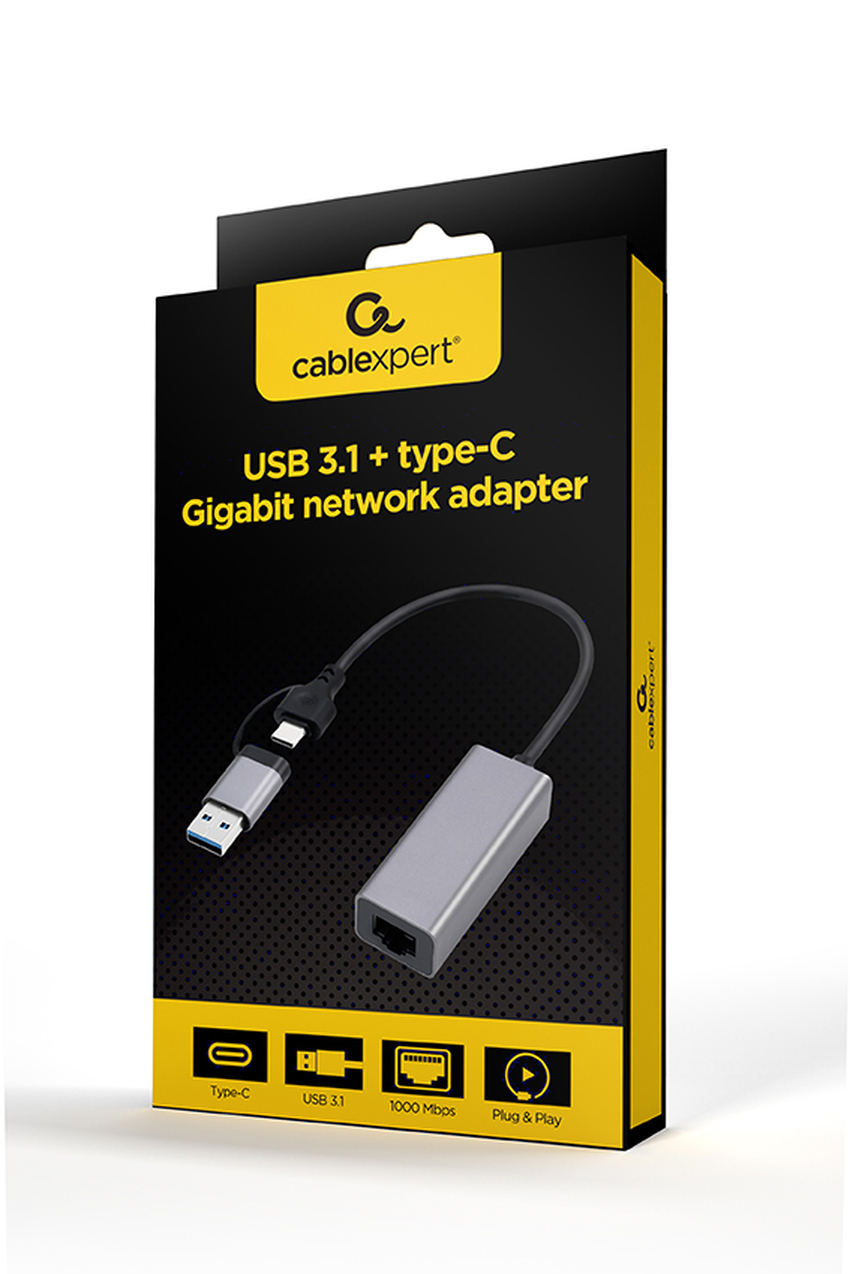 Adapter USB-C na mrežni konektor LAN, RJ45 (GIGA) Gembird A-USB3AC-LAN-01