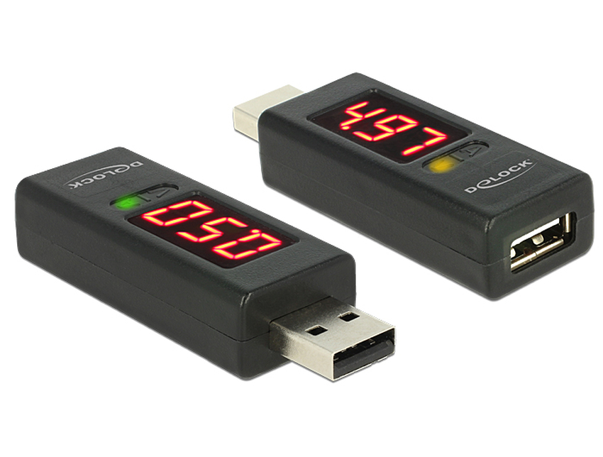 Delock adapter USB 2.0 A moški > A ženski z LED indikatorjem za napetost in tok