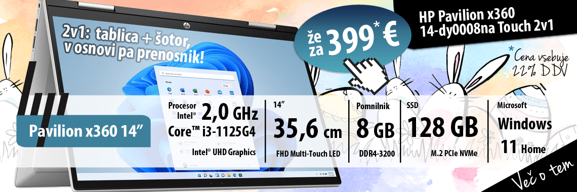 HP Pavilion x360 14 2-v-1 Touch za samo 399€ z DDV
