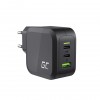 Green Cell GC PowerGaN 65W polnilec (2x USB-C napajalni kabel, 1x USB-A compatible with Quick Charge 3.0) (CHARGC08)